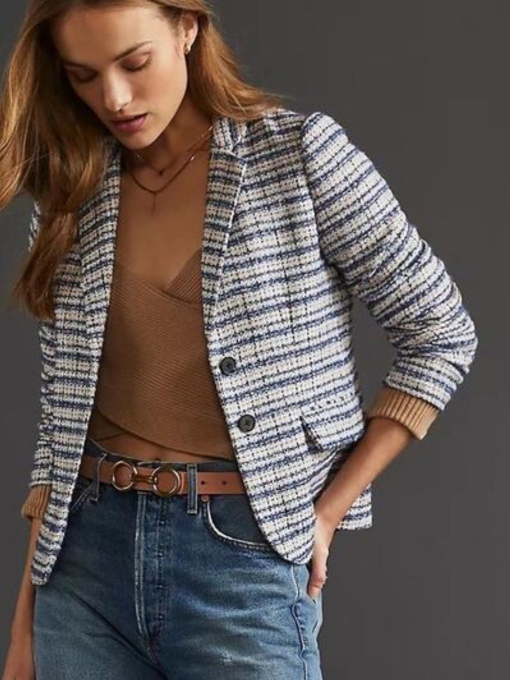 Hutch Blue & White Tweed Blazer